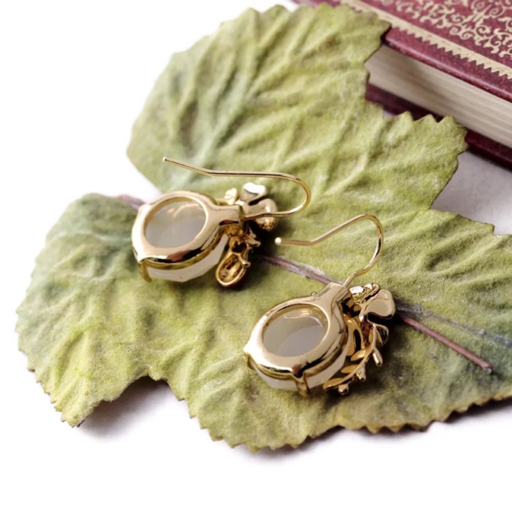 NEW 🌸 Enamel flower quartz & Crystal drop Earring - Picture 3 of 5